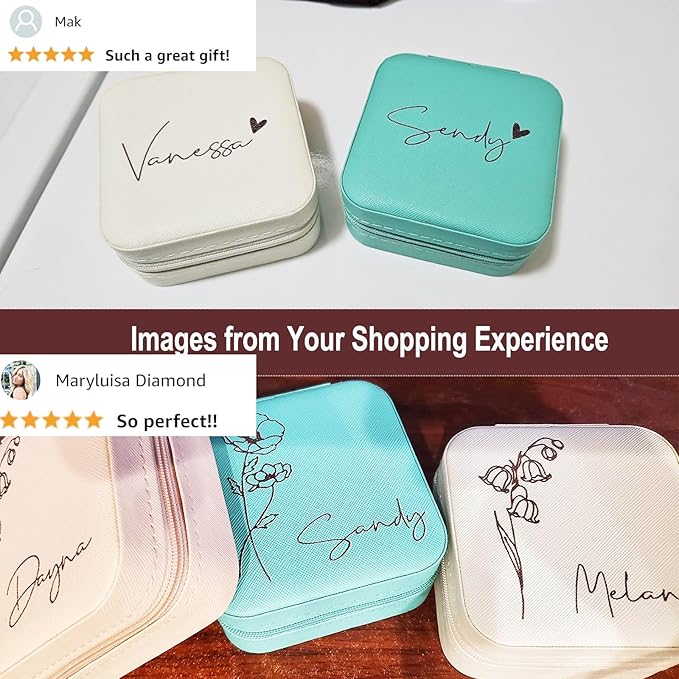 DayOfShe Personalized Travel Jewelry Box with Name and Birth Flower for Women Gifts Custom Small Travel Jewelry Case as Bridesmaid Proposal Gifts, Personalized Gifts for Women-NeatNest