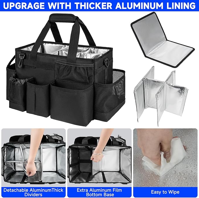 Cleaning Caddy Bag, Large Cleaning Supplies Organizer for Housekeepers, Housekeeping Caddy with Handle and Detachable Padded Cushion, Black-NeatNest