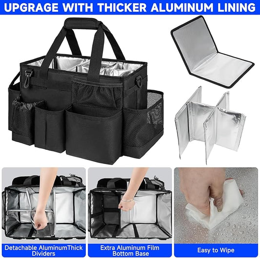 Cleaning Caddy Bag, Large Cleaning Supplies Organizer for Housekeepers, Housekeeping Caddy with Handle and Detachable Padded Cushion, Black-NeatNest