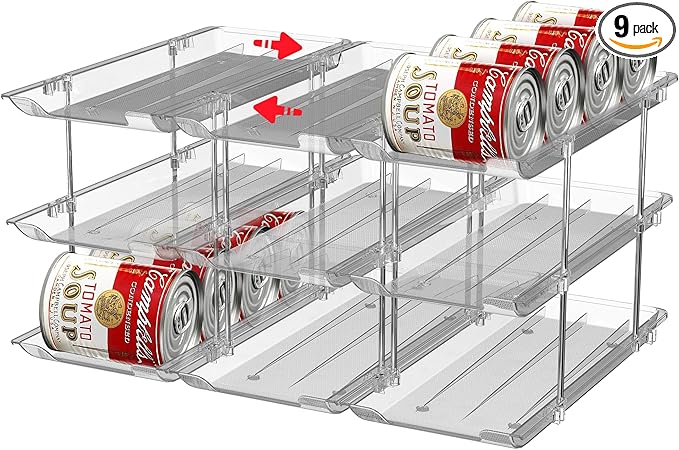 Can Storage Organizer Pantry and Canned Food Holders for Soup Can Goods Dispenser with Rack Clear 9-Pack-NeatNest