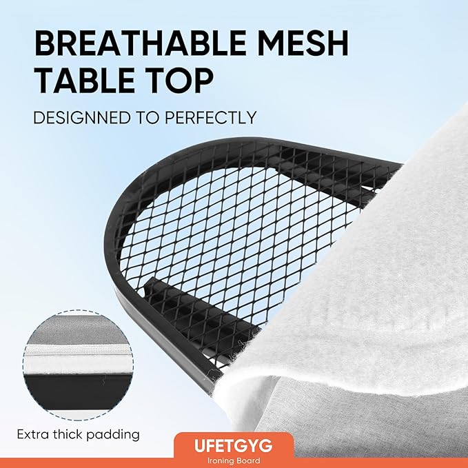 Classic Ironing Board 43" X 13" W/with Iron Rest | Full Metal Construction| Height Adjustable | Heat & Scorch Resistant Fabric | Anti-Skid Feet | Easy to Fold (Dark Grey)-NeatNest