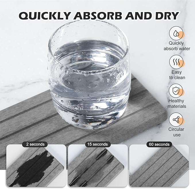 4PCS Stone Drying Tray for Bathroom Sink and Kitchen Counter, Fast Drying Diatomite Stone Sink Tray Soap Trays, Diatomaceous Coaster, Water Absorbing Stones Trays for Sinks-NeatNest
