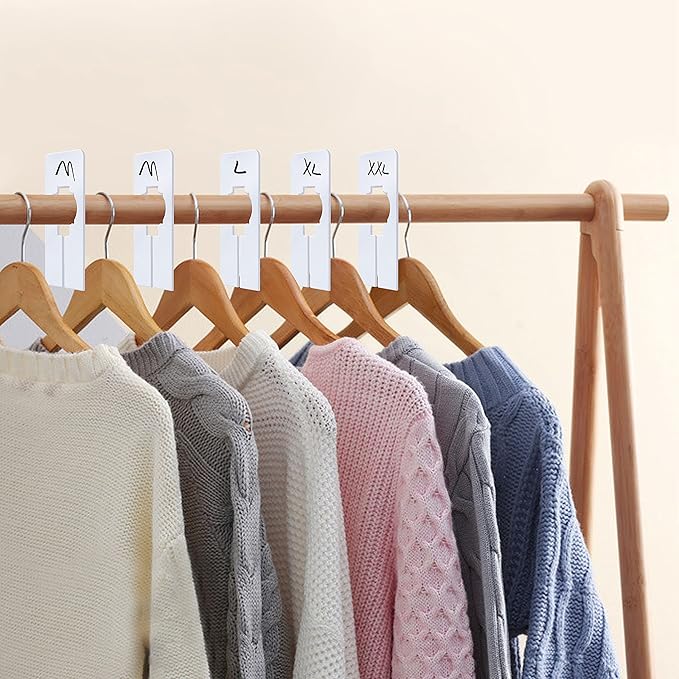 30 PCS Rectangular White Plastic Closet Dividers with a Bonus Marker, Writable and Reusable for Sorting Clothing Size, Color, Size 2” x 5.4’’(Inner Diameter 1.4”)-NeatNest