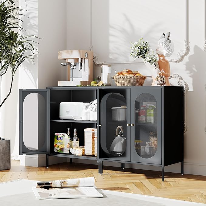 2 Door Accent Cabinet,Metal Storage Cabinet with Adjustable Shelf,Buffet Sideboard for Bed Room,Living Room,Entryway,Hallway,Home,Hotel,Office,Garage,Kitchen,1 Removable Shelf.