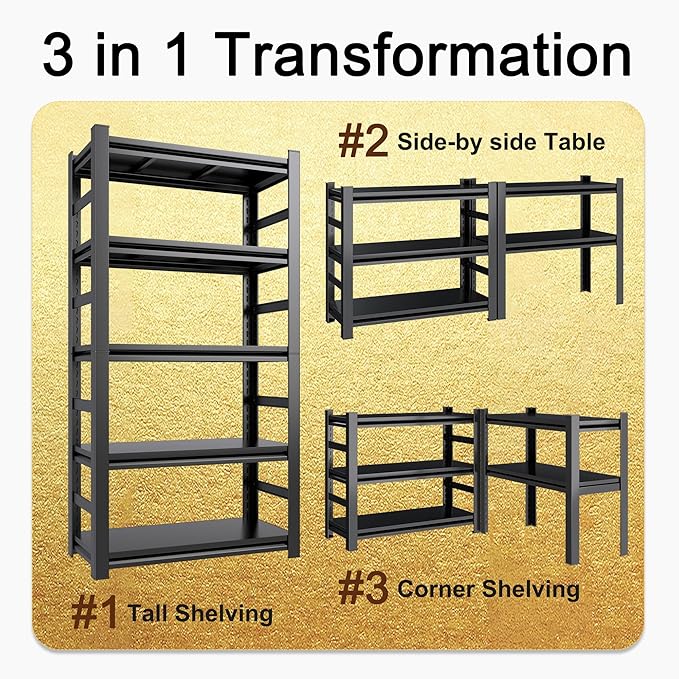 Book Shelf 5 Tier Metal Wide Bookcase,Heavy-Duty Adjustable Industrial Bookshelves,Tall Bookshelf for Living Room&Office and Kitchen, Black(72" H*35.4W*15.7" D)-NeatNest