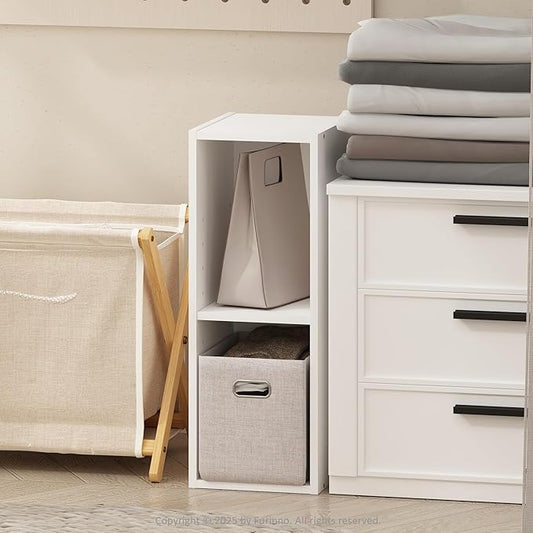 Furinno Reed 2-Tier Multipurpose Closet Storage Organizer Shelf, 8-Inch Width, White-NeatNest