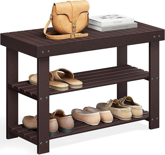 SONGMICS Shoe Rack Bench, 3-Tier Bamboo Shoe Storage Organizer, Entryway Bench, Holds Up to 286 lb, 11.3 x 27.6 x 17.8 Inches, for Entryway Bathroom Bedroom, Brown ULBS04Z-NeatNest