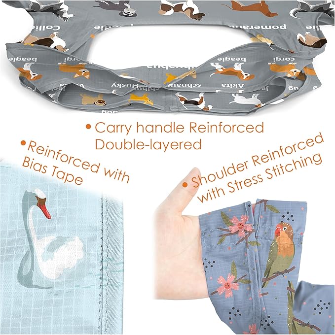 BeeGreen Reusable Grocery Bags 6 Pack, Heavy Duty Totes for Women, Foldable Grocery Bag Large Shopping Totes with Handles for Work, Travel, Gift, Store, Polyester Washable Reusable Tote Bag-NeatNest