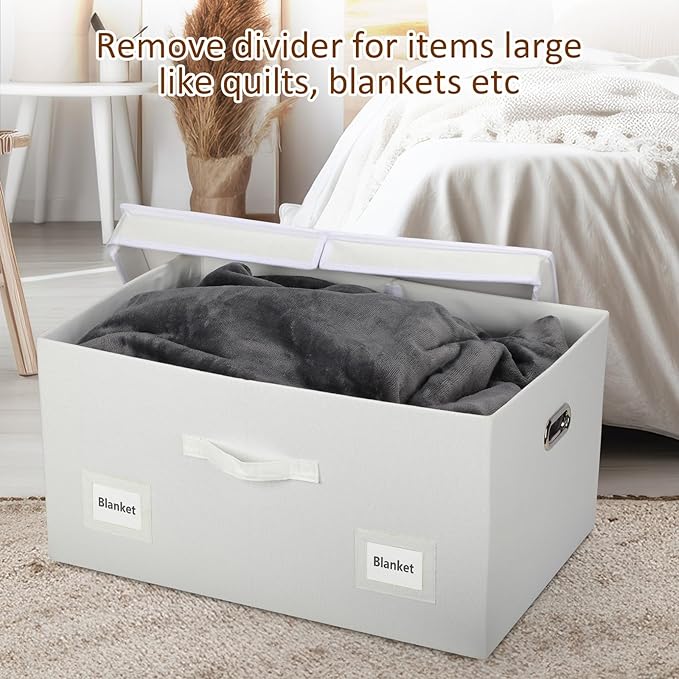 75 Quarts Extra Large Decorative Storage Bins with Lids, 1 Pack White Collapsible Storage Bins with Lids, Stackable Storage Bins Decorative Box Storage With Lid Extra Large-NeatNest