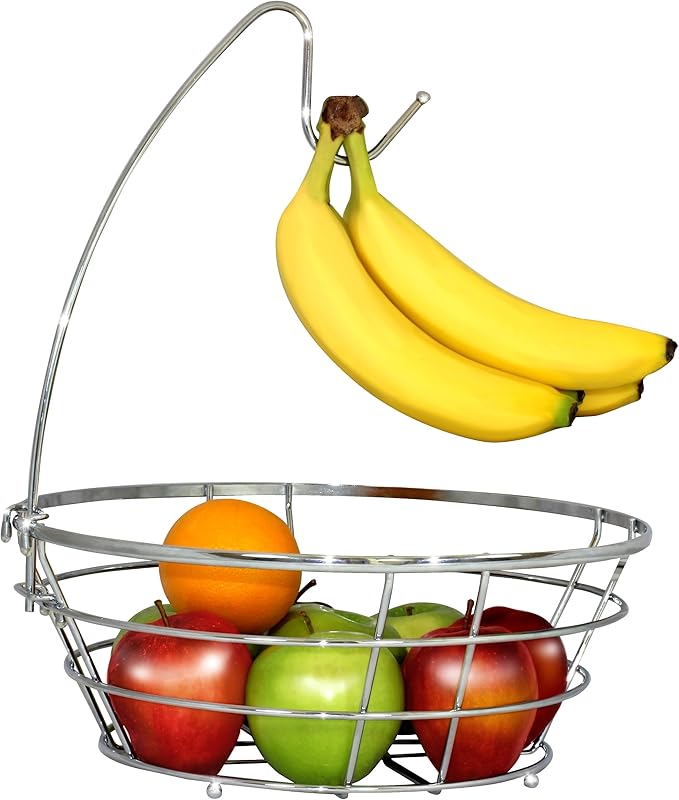 Deco Brothers Fruit Bowl with Banana Holder, Chrome-NeatNest