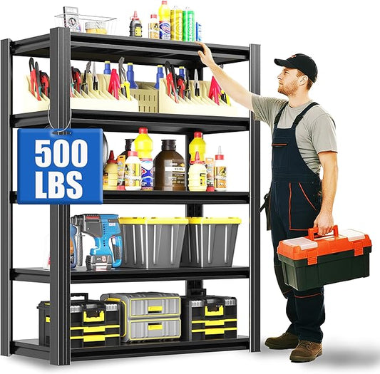 63" H Heavy Duty Garage Shelving 3000LBS Storage Shelves Adjustable 5 Tier Metal Shelving Unit, Industrial Utility Rack for Garage, Workshop, Basement, Home Office 63" H*31.5W*16D-NeatNest