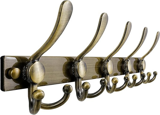 Dseap Coat Rack Wall Mount 2.0 Pro: Heavy Duty 300% Thicker, 16" Stud Mount, Stainless Steel Wall Coat Hooks Hanger for Clothes Jackets Hats Entryway Closet, MaxStrong Series, Antique Bronze