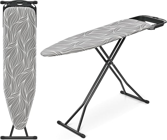 APEXCHASER Full Size Ironing Board with Heat Resistant Cover Foldable Iron Board 7-Lever Height Adjustable Non-Slip Sturdy Metal Legs 14x54, Grey