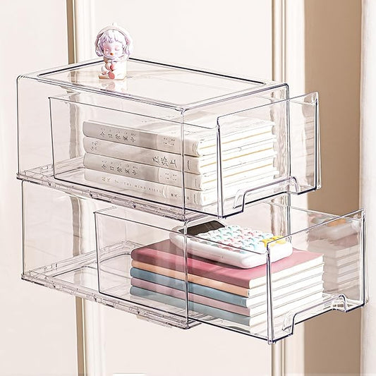 clear Drawer-Type Plastic Storage Box Bins Organizer，Family First Aid Kits Medicine cabinet Box Organizer,Closet ，Shelf，Ointments, Adhesive Bandages，Cosmetics,Office Items (clear, 2L Extra Large)-NeatNest
