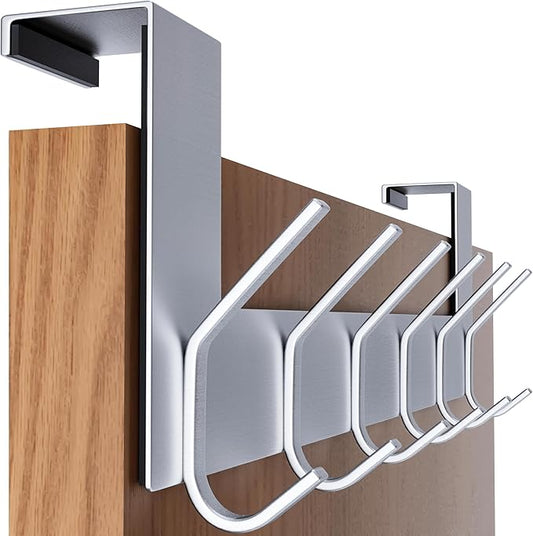 SKOLOO Over The Door Hook, Brushed Nickel, No Assembly Required, Stainless Steel, Door Coat Rack for Entryway, Over Door Towel Hooks for Bathroom, Coat Hooks for Hanging Coats, Backpack, Jacket, Robes