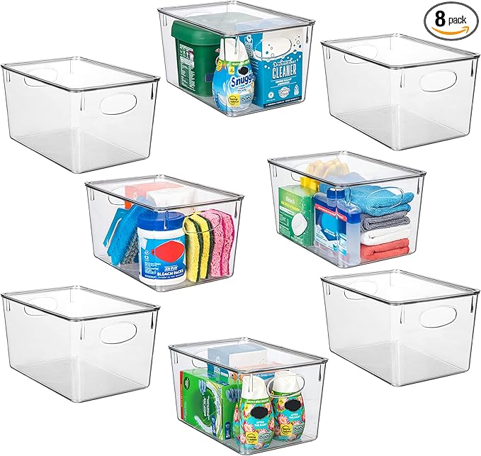 ClearSpace Plastic Storage Bins With lids, 8 Pack – Perfect Pantry Organization and Storage – Fridge Organizer, Pantry Storage Containers and Storage Bins, Cabinet Organizers-NeatNest