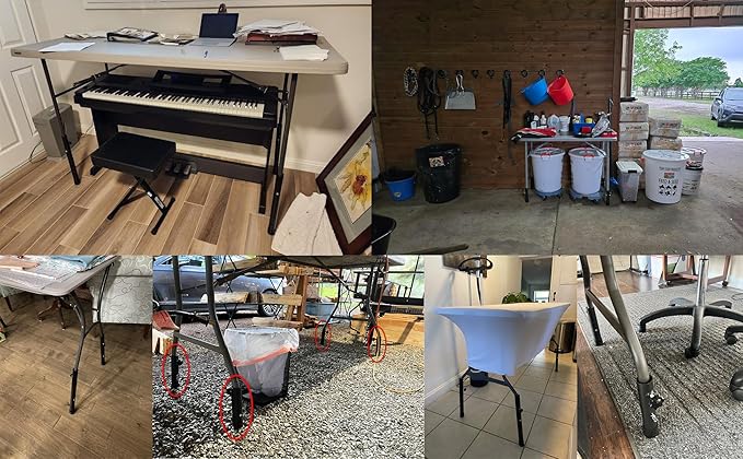 Folding table risers for Folding Tables Straight/Bent Leg, Dural Folding Table Leg Extensions 4 Levels/Heights Table Leg extenders 3.6in | 6.77in | 10in | 13in-All for Treating Your Back pain-NeatNest
