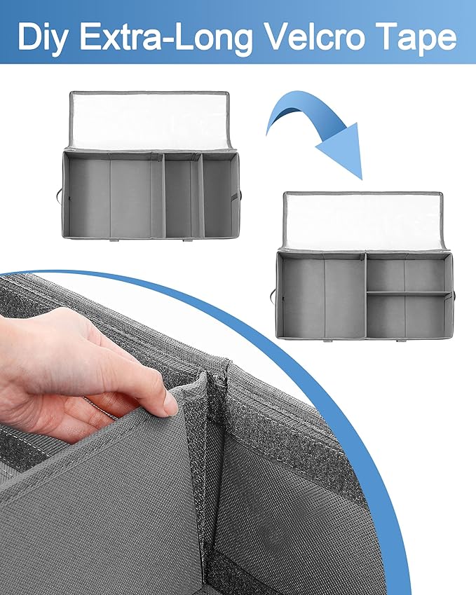 Foldable Underbed Bags 2 Pack, Large Under Bed Storage Organizer Box with Handle for Organizing Clothes, Shoes, Pillows, Grey-NeatNest