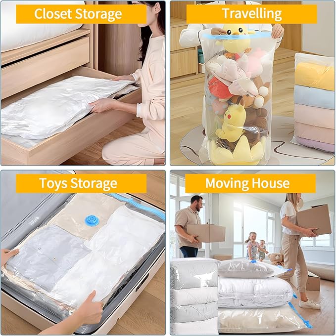 Large Vacuum Storage Bags with Electric Pump 10 Pack (5 Jumbo/5 Large) Vacuum Seal Bags for Clothing Compression Space Saver for Comforters,Blankets - Travel Essentials-NeatNest