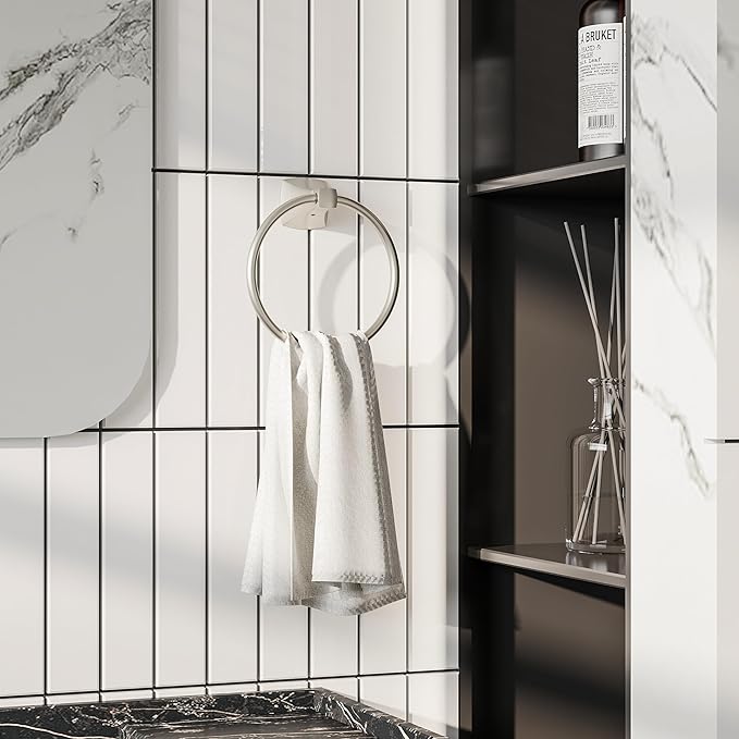 Hand Towel Holder for Bathroom Kitchen Brushed Nickel Towel Ring Towel Hanger Stainless Steel and Zinc Alloy Wall Mount