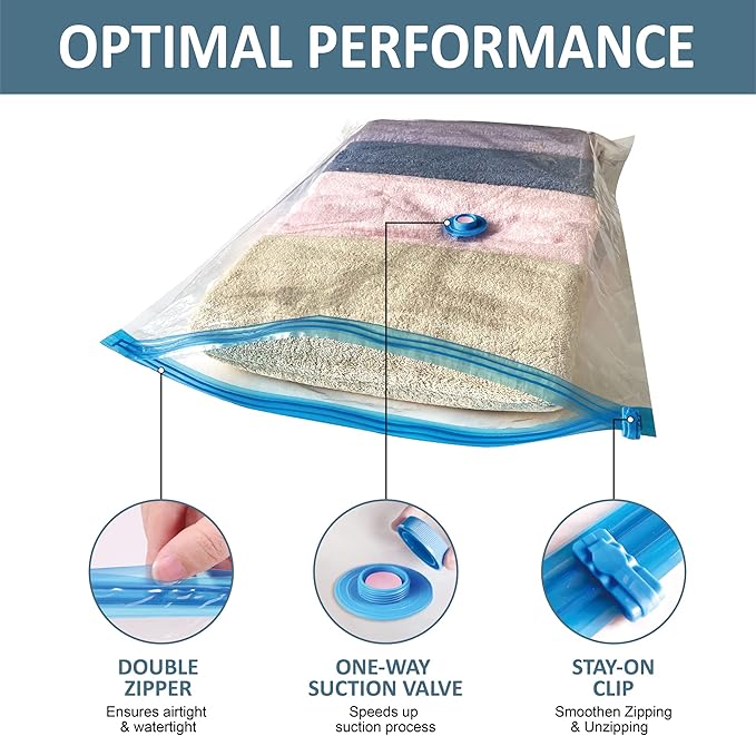 10 Pack Vacuum Storage Bags with Pump, 5 Jumbo and 5 Large Space Saver Vacuum Storage Bags, Vacuum Seal Bags for Clothing, Comfoters, Pillows, Blanket, Bedding-NeatNest