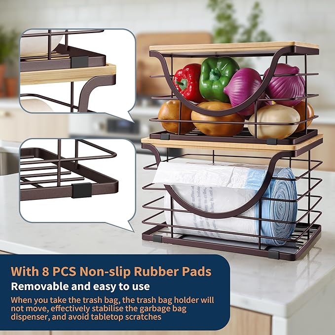 Extra Large Trash Bag Holder Under Sink Stackable Kitchen Storage 2 Pack, Pantry Organizers and Storage, Wall Mounted Garbage Bag Dispenser Roll Holder for Laundry Room and Kitchen-NeatNest