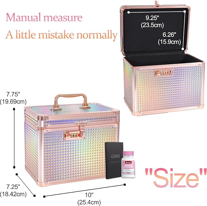 Medication Combination Lock Boxes with Code for Personal Items, Medicine Lockbox for Documents 10 x 7.25 x 7.75 Inches Rose Gold