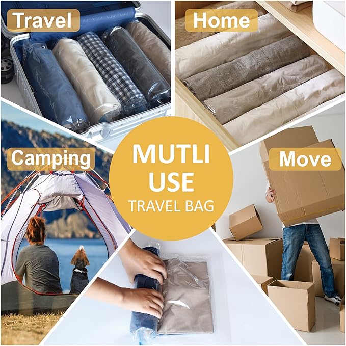 Compression Bags for Travel - Travel Essentials - 12 Pack Space Saver Bags - No Vacuum Needed - Compression Packing Bags for Cruise Accessories-NeatNest