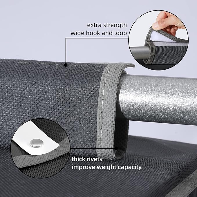 2 Packs Hanging Closet Organizer Storage, 6-Shelf Hanging Shelves for Closet, Closet Clothes Organizer and Storage with Side Pockets, Grey-NeatNest