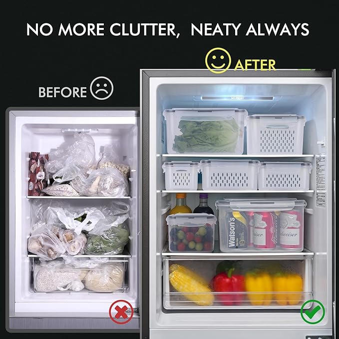 HOTEC 5-Pack Large Fruit Storage Container with Removable Colander, BPA Free Dishwasher & microwave safe Largest 4.15L