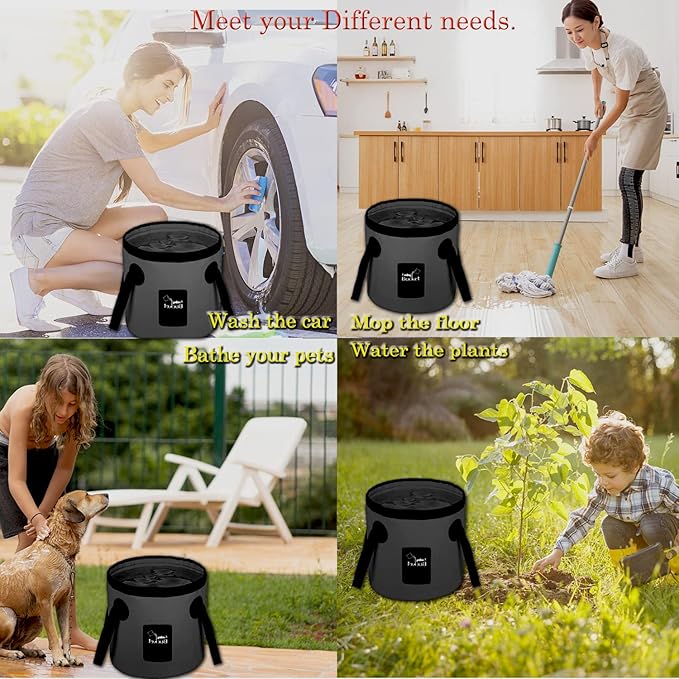 Esthesia Collapsible Bucket, 5 Gallon Portable Folding Water Container for Travelling, Camping, Hiking, Fishing, Gardening-NeatNest
