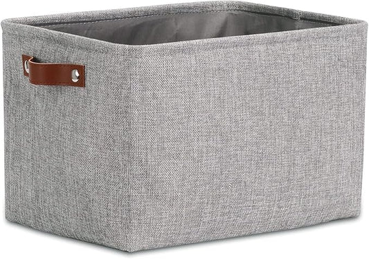 DULLEMELO Fabric Storage Basket for Shelves/Closets, Collapsible Rectangle Basket for Organizing Clothes, Toys, Towels, Books, Laundry, Nursery, Dog Toy Basket Empty (Gray)-NeatNest