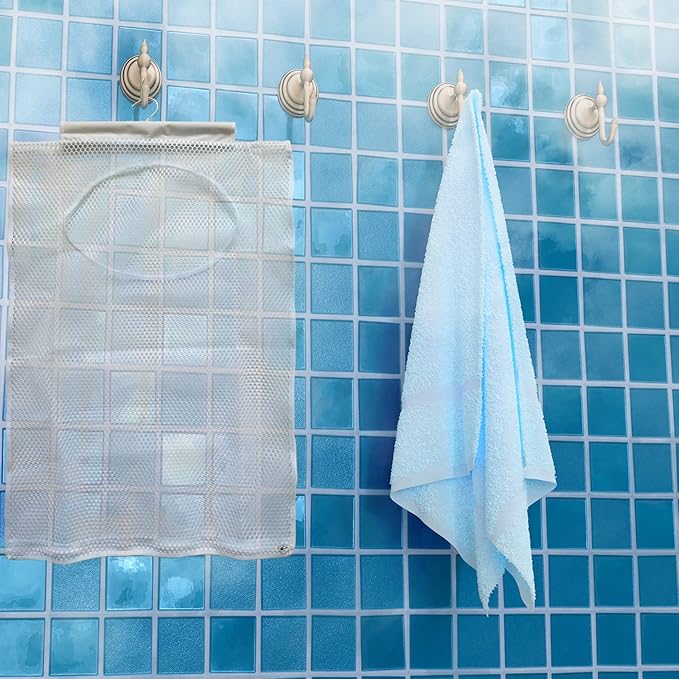 Hanging Mesh Laundry Hamper (30in*20in*2in) Large Dirty Clothes Bag, Can Be Used Behind The Door & Closet & Caravan& Bathroom (White)-NeatNest