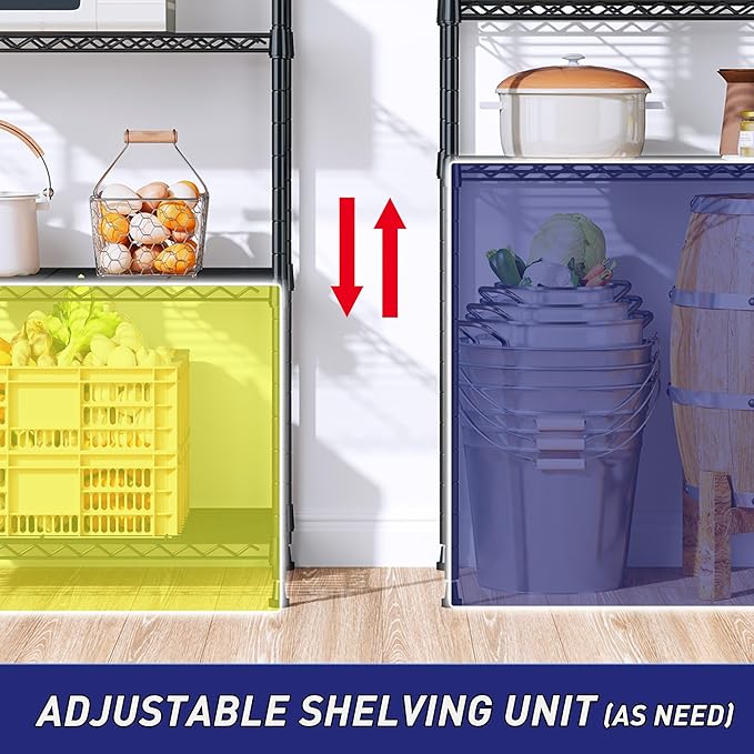 1010LBS Storage Shelves Adjustable Metal shelving Unit 5 Tier Wire Shelving, Pantry Shelves Sturdy Steel Wire Shelf for Laundry Bathroom Kitchen Pantry Closet, 13.8"D x 22.4"W x 60"H, 3PCS