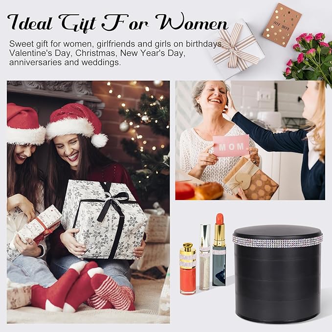 CONBOLA Jewelry Holder Organizer, Christmas Gifts Ideas for Women, Small Jewelry Storage Box Earring Holder, 5-Layer Rotating Jewelry Storage Tray with Lid for Bracelets Rings Bracelets-NeatNest