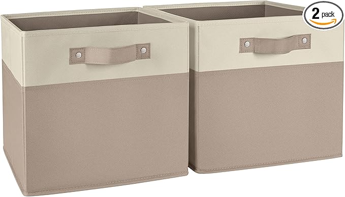 RiverRidge Kids storage bins - 10.5 Cube Storage Organizer with Handles – Taupe Two-Tone closet organizers and storage for Toys, Shoes & More - Fits Cabinets