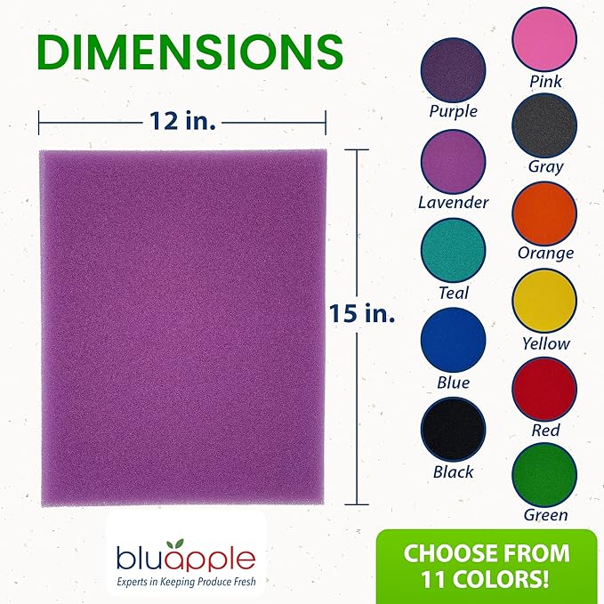 Bluapple FreshMats, Refrigerator Liner, Fridge Drawer Mats, Crisper Life Extender Liner Keeps Produce Fresh Longer, Anti-Bruising, Helps Air Circulation, Washable & Reusable (4-Mats, 12x15, Lavender)-NeatNest