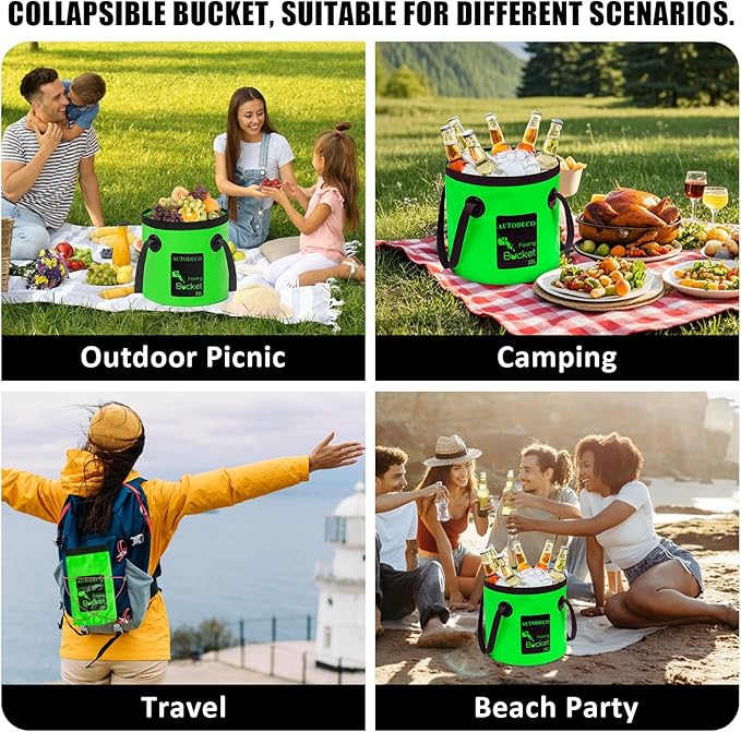 AUTODECO 20L Collapsible Bucket 5 Gallon Water Container Folding Water Bucket with Handle Portable Wash Basin-NeatNest