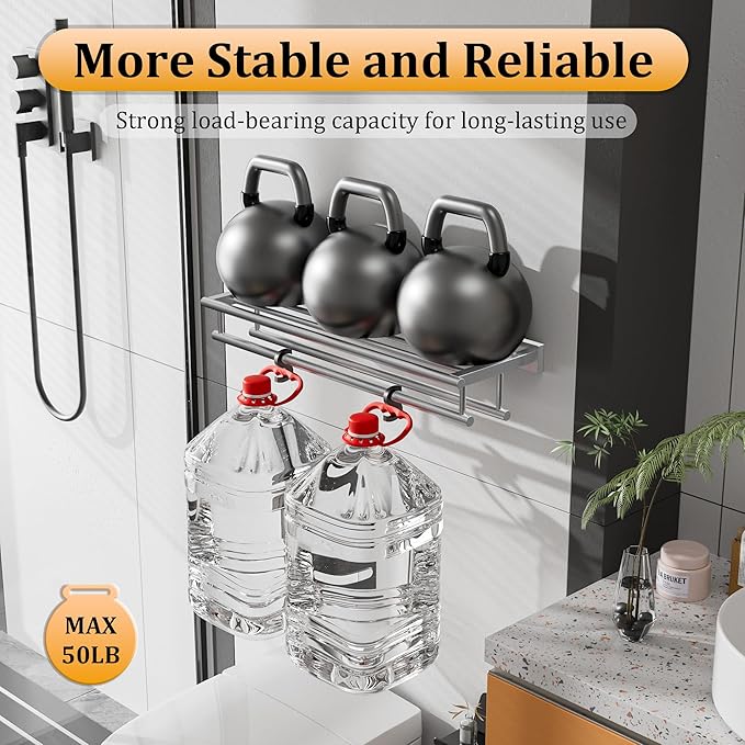 Alise Double Towel Rack for Bathroom,24 Inch Bathroom Tower Holder Towel Shelf with Double Towel Bars Wall Mount,SUS304 Stainless Steel Towel Hanger Double Tower Bar for Bathroom Wall,Brushed Nickel