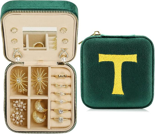 Jenria Mothers Day Gifts for Mon, Travel Jewelry Case for Women, Jewelry Organizer, Jewelry Box, Unique Gifts, Personalized Gifts for Her, Birthday Gifts for Mom, Teen Girl, Girlfriend, Green, T-NeatNest