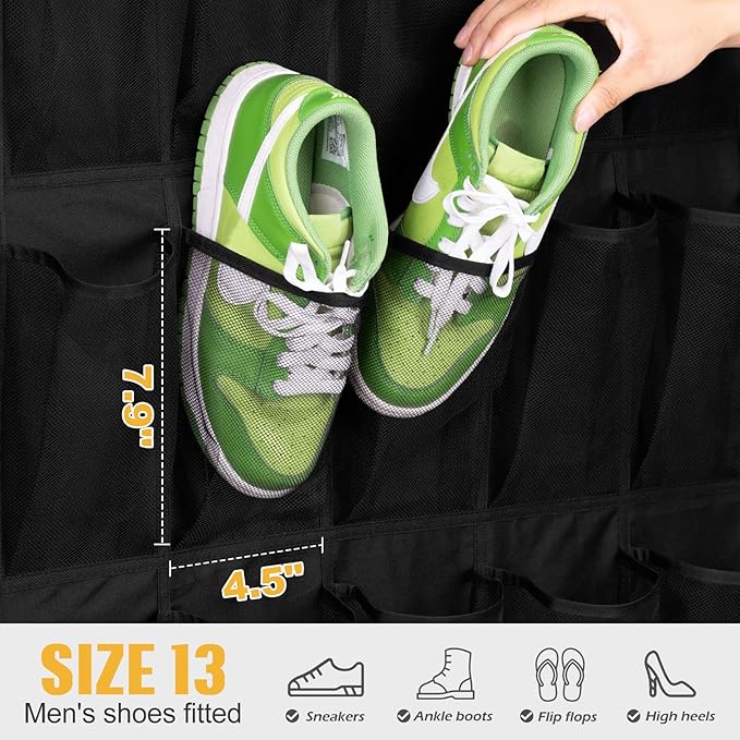 MISSLO 35 Large Pockets Over the Door Shoe Rack for Door Sturdy Oxford Over the Door Shoe Organizer Closet Hanging Shoe Holder Hanger-NeatNest