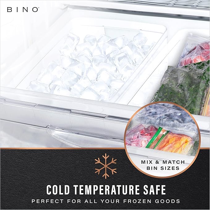 BINO Plastic Storage Containers, Small - 4 Pack THE LUCID COLLECTION, Multi-Use Organizer Bins Built-In Handles BPA-Free Clear, Fridge, Pantry & Home Organization-NeatNest