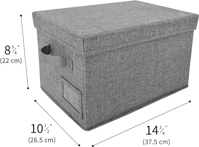 GRANNY SAYS Fabric Bins with Lids, Storage Baskets for Closet Organization, Decorative Storage Containers with Label Holder, Shelf Bins for Organizing Clothes, Dark Gray, 3-Pack-NeatNest