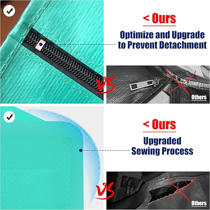 Cosy Family 8 Pack Heavy Duty Extra Large Moving Bags with Backpack Straps - Strong Handles & Zippers, Storage Totes For Space Saving, Fold Flat, Alternative to Moving Box, Aquamarine-NeatNest