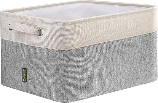 BALEINE 1 Pack Fabric Storage Bins for Shelves, Linen Storage Baskets for Organizing, Decorative Closet Bins for Clothes, Home (Grey, 12"x8"x8")-NeatNest