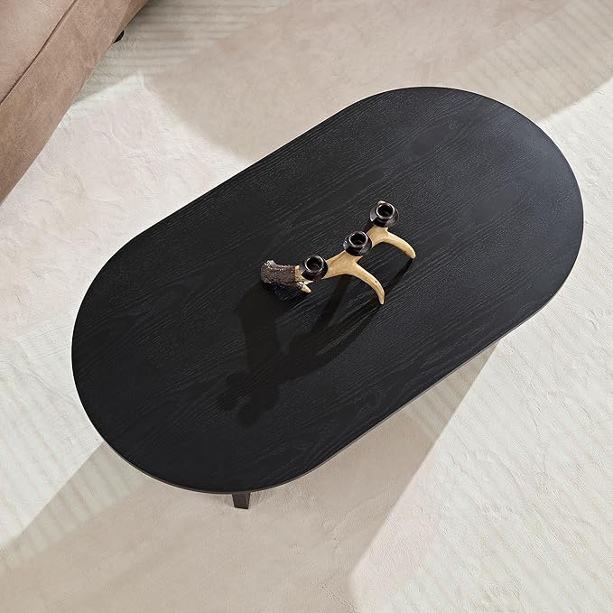 KEVINSPACE W39.37 Oval Coffee Table for Living Room Home ModernCoffeeTable with Design CoffeeTable Legs Wood Accent Center Table Mid Century Minimalist Tea Table Cocktail Table Office Black