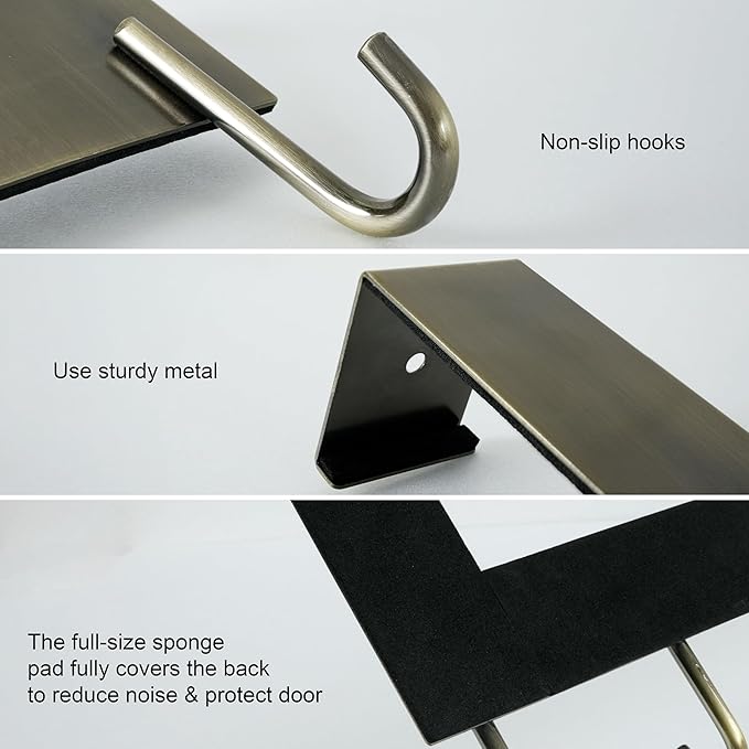 WEBI Over The Door Hooks for Hanging,Door Hanger:Over The Door Towel Rack,Over The Door Coat Rack Door Coat Hanger,6 Hooks for Hanging Clothes,Towels,Hats,Back of Bathroom,Bronze