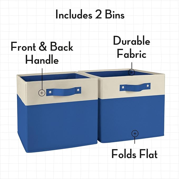 RiverRidge Kids storage bins - 10.5 Cube Storage Organizer with Handles – Blue Two-Tone closet organizers and storage for Toys, Shoes & More - Fits Cabinets