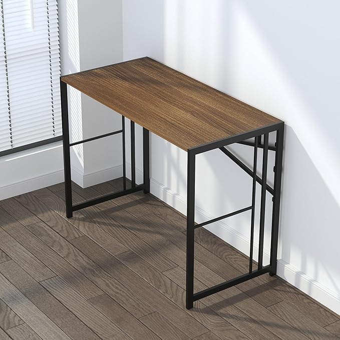 Folding Computer Desk 40 inch Writing Gaming Computer Camping Table, No Assembly Required Home Office Desk, Espresso-NeatNest