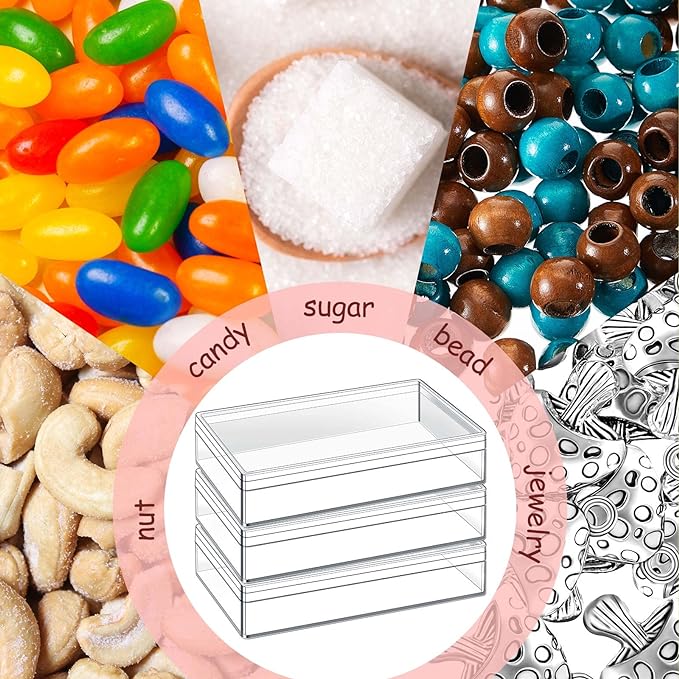 Blulu 8 Pieces Clear Acrylic Plastic Jewelry Box Mini Storage Box Mini Cube Containers with Lids for Candy Pill and Tiny Jewelry(Rectangle,4.3 x 2.7 x 1 Inch)-NeatNest